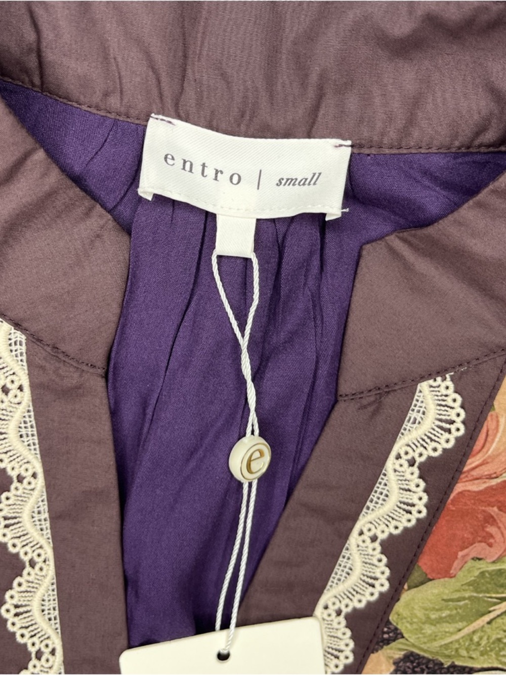 entro Floral Flutter Sleeve Tunic Dress - Brown, Olive, Dusty Rose - Picture 10 of 15
